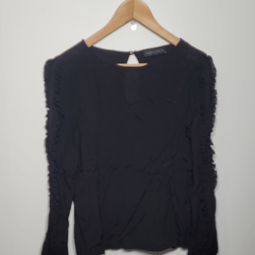 Sanctuary Black Ruffle Sleeve Blouse